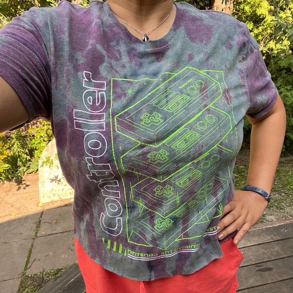 Nintendo Controller Game Atari Vintage Crop Tee Shirt Top Anime Distressed Boxy - Picture 2 of 5